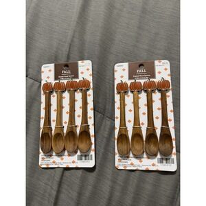 Pumpkin Wood‎ Spoon Set Of 4 Fall Autumn Country Farmhouse Modern Holiday New